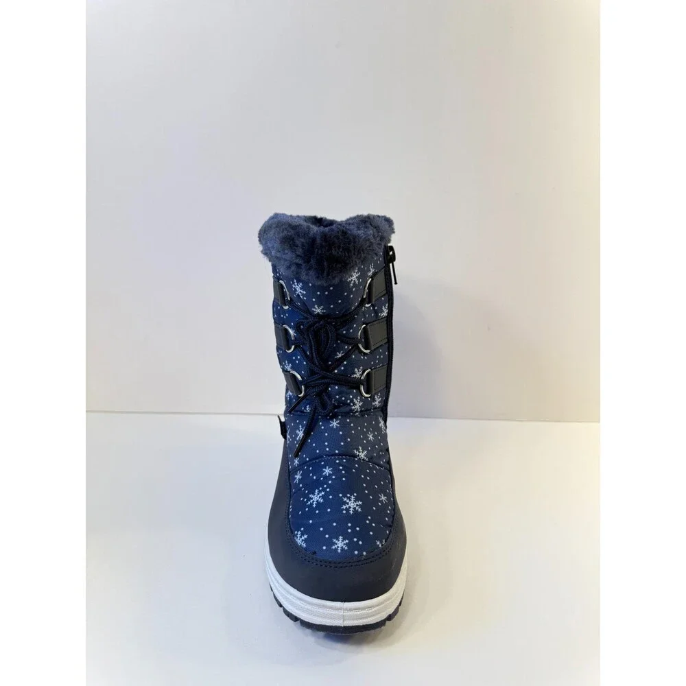 Apakowa Kids Girls Boots Insulated Fur Winter Warm Boots Blue EU 32 US 2
